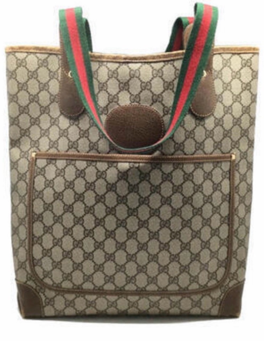 Vintage Gucci Brown Beige GG Supreme Tote Bag comes w/ COA and plain Duster Bag